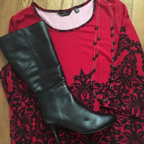 Red & Black Sweater Dress - Picture 1 of 4